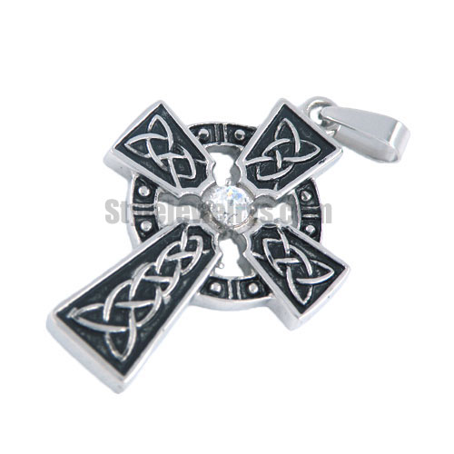 Stainless Steel jewelry pendant knot celtic cross pendant with cz SWP0022 - Click Image to Close